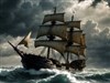 ship battling storm at sea 4k