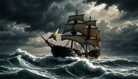 ship battling storm at sea 4k