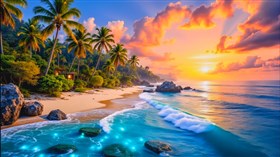 4K Tropical Beach Sunset