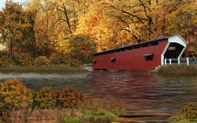 Covered Bridge In Autumn