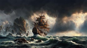 Galleon in Stormy Seas