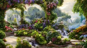 4K Waterfall Garden