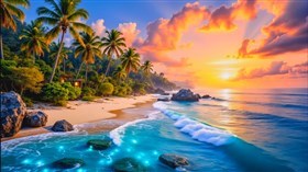 4K Tropical Beach Sunset