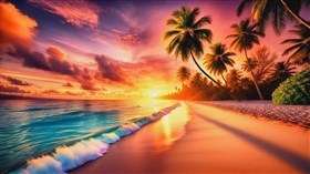4K Colorful Sunset Beach