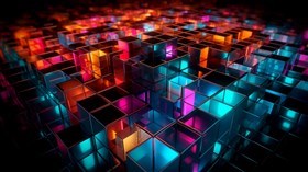 4K Dark Neon Cubes