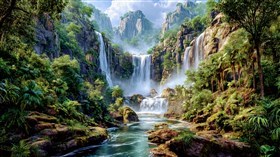 4K Jungle Falls River