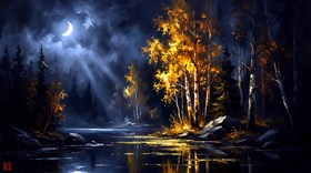 at night forest