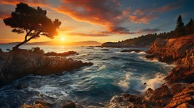 4K Sea Coast Sunset
