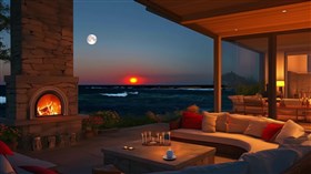 Seaside Night Porch with Fireplace