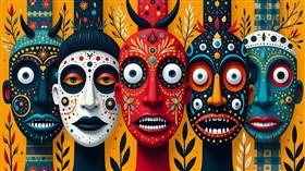 Traditional Indigenous Style Masks VI 