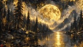 moon rising above a dark forest