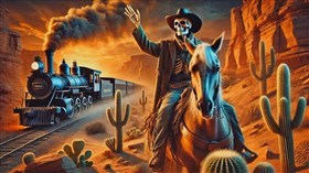 4K Desert Train Cowboy