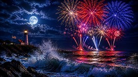 4K Sea Fireworks