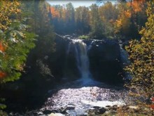 misty morning waterfall