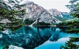 Winter Lake and Mountains in Braies