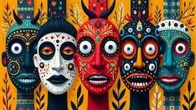 Traditional Indigenous Style Masks VI 